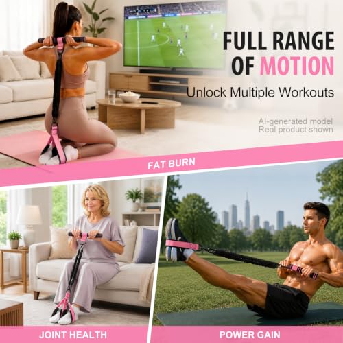 Image of Adjustable Foot Pedal Resistance Band with Handle, Multifunction AB /Core Workout Equipment for Women, 3-in-1 Exercise Bands for Working Out, 30-90lbs Heavy Duty Home Gym Yoga Fitness Equipment