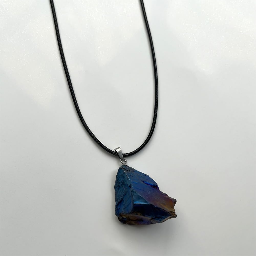 VIE Electroplated Quartz Pendant (Blue), Black, 3 Cm - Image 2
