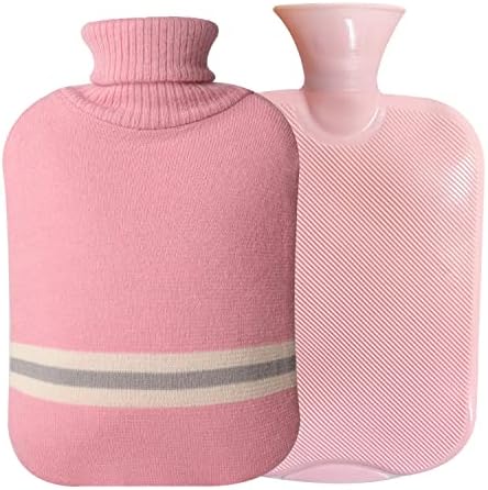 Hot Water Bottle,PVC 2L Hot Water Bag with Soft Cover for Bed Hand Feet, Bpa Free, Odourless, for Pain Relief Ease Aches Cold Hot Therapy(Pink)