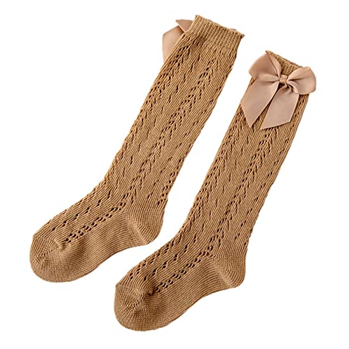 Baby Girls Knee High Socks Toddler Bow Mesh Long Stockings Infant Tube Breathable Thin Princess Socks For Spring Summer