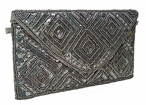 Image of DUCHESS Women's Hand Embroidered Envelope Clutch -Bridal Ethnic Traditional Casual Purse /Clutch /Handbag (23 L x 2.5 W x 13H cm)