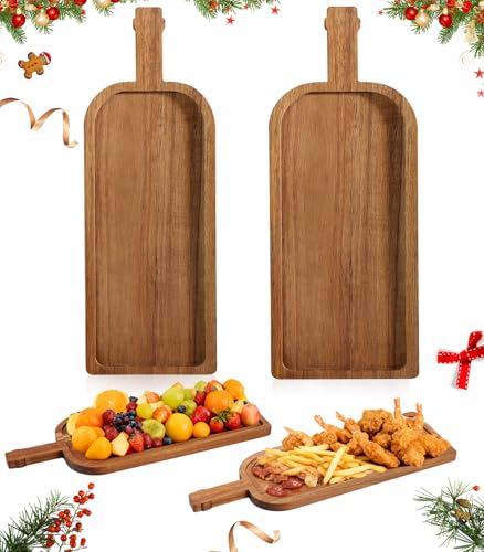 Comparison: Food And Wine Best Cutting Board 4 Kssiaz 2PCS Wine Bottle Serving Board with Handle, Decorative Rectangular Long Food Trays for Home Decor, Acacia Wood Serving Platter, Unique Christmas Cutting Board Cheese Platter for Dinner Party