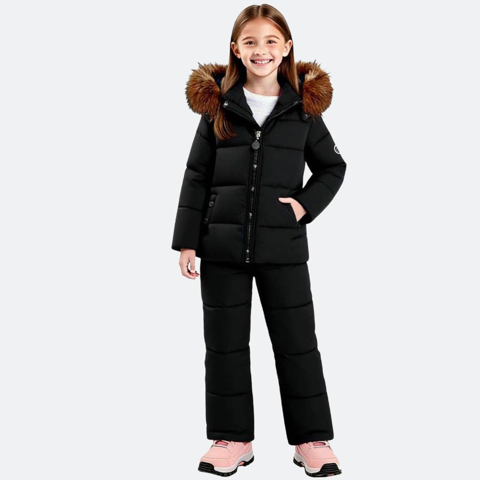 Combinaison de Ski/Neige Enfant Manteau et Salopettes Pantalons Epaisse Imperméable Coup Vent pour Fille Garçon Vêtements de Neige Tenue de Ski Imperméable Combinaisons 1-6 ans Cadeau Noel