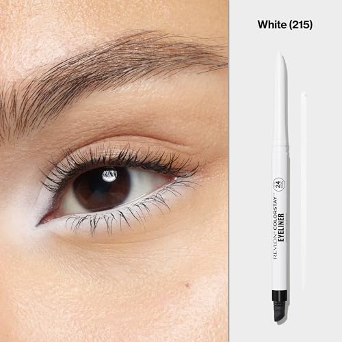 Image of REVLON ColorStay Pencil Waterproof Eyeliner, Smudge-Proof, Eye Makeup with Built-In Sharpener, Long-Lasting, Matte Finish, 215 White, 0.01 oz