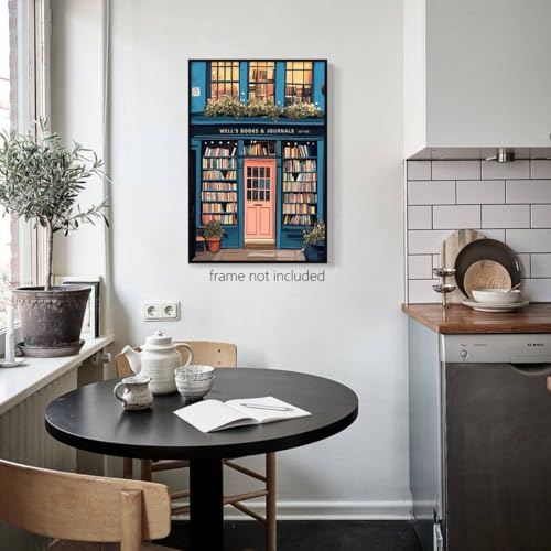 Image of Yaasilinage Book Canvas Wall Art, Antique Book Shop Room Aesthetic Poster, Bookish Reading Art Print, Literature Art Picture for Home Library Reading Nook Wall Decor 16x24in Unframed