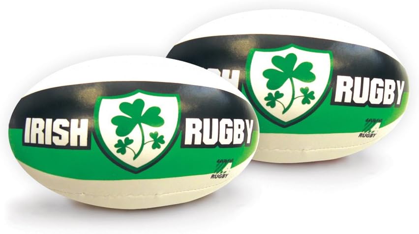 6" Ireland Green, White & Black Rugby Ball with Shamrock Shield