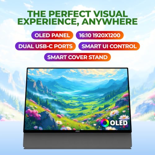 Image of AOC 16 Inch Portable Monitor OLED WUXGA USB-C Mini HDMI Ultra Slim, 16T40D