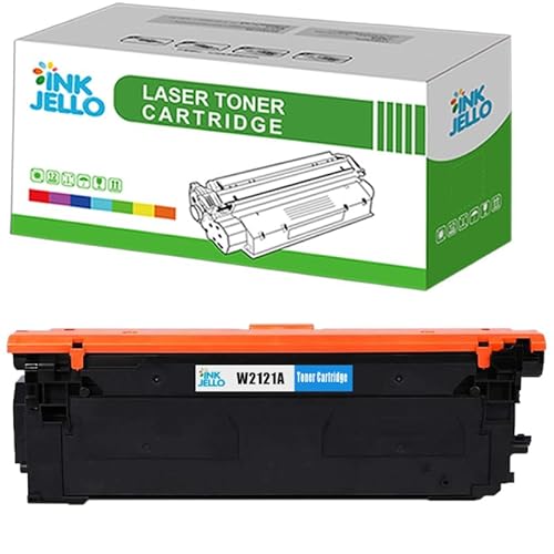 Inkjello W2121A / 212A With Chip Toner Cartridge For Printer, Compatible With HP Colour LaserJet Enterprise Flow MFP M578c M554dn M554dn2e M555dn M555x MFP M578dn MFP M578f Cyan (1 Pack)