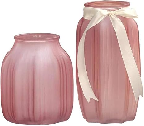 Amazon Co Jp カラー ガラス 花瓶 ヨーロピアンスタイル ガラス フラワーベース ガラス製 花瓶 花器 透明 フラワーベース 硝子瓶 北欧風 花器 おしゃれ 美しい スクラブ ピンク セツト ホーム キッチン