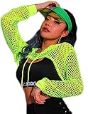 Avidlove Fishnet Shirt Women Fishnet Crop Top Cropped Hoodie Mesh Tops for Women Yellow S