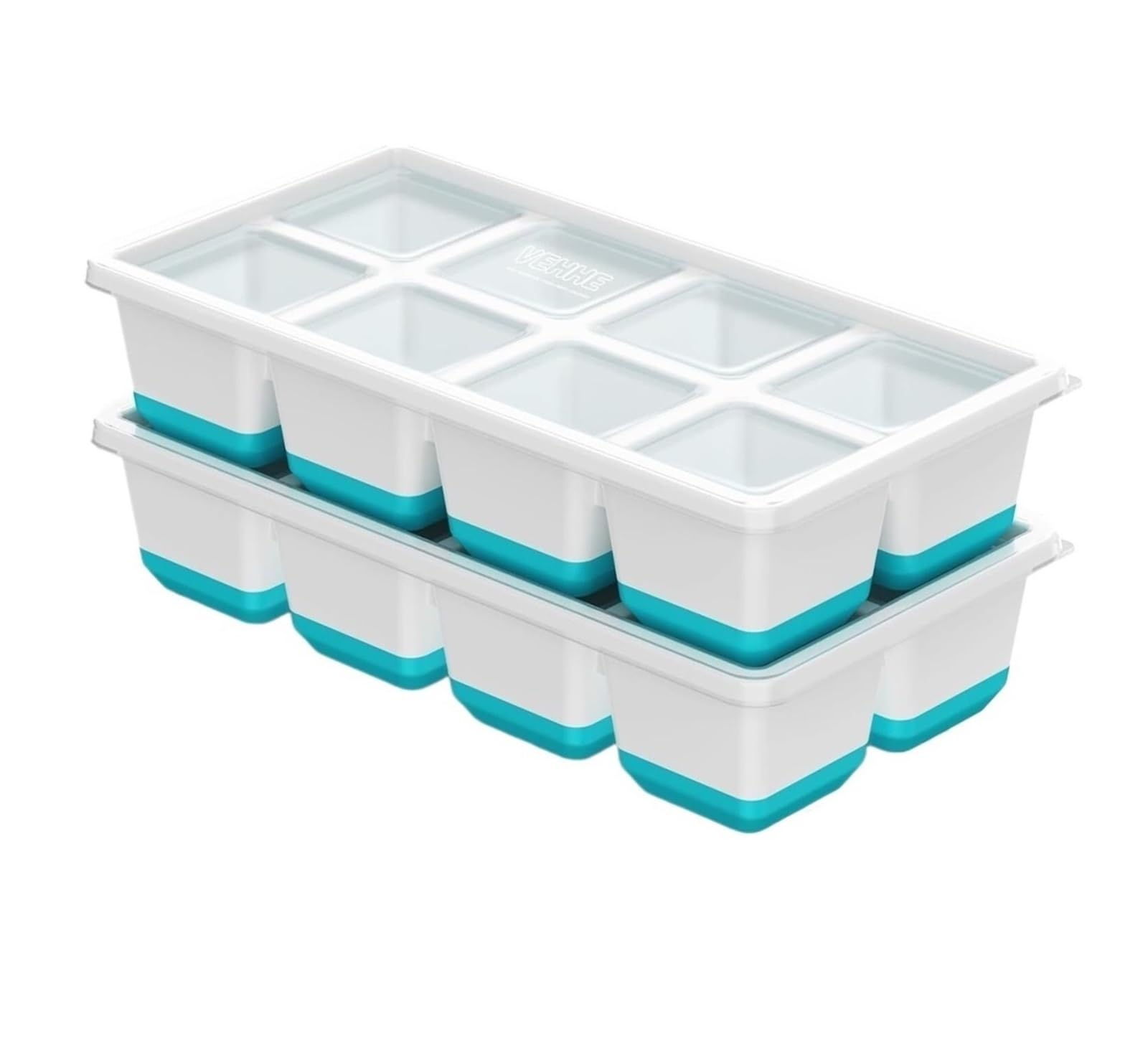 Große Eiswürfelschalen Mit Deckel, 8 Mulden Aus Kunststoff, Quadratische Formen, Große Eiswürfelformen(2 pcs blue)