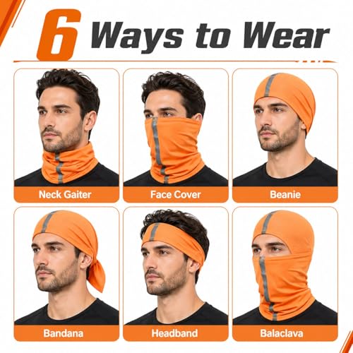 Image of SATINIOR 4 Pcs Neck Gaiter Face Mask for Men Reflective Face Cover Scarf Summer UV Sun Protection Balaclava Bandana for Work