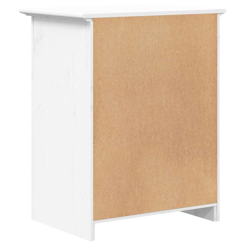 Comodino BODO in legno massello di pino bianco con 1 cassetto e 2 scomparti, 53x38,5x67 cm, mobiletto salvaspazio versatile per camera da letto, soggiorno, ufficio, design francese elegante