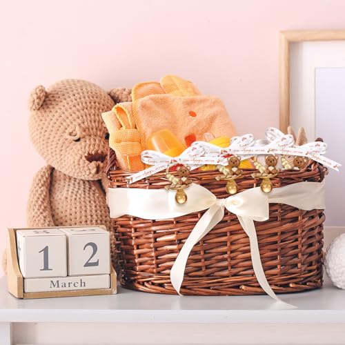 Image of Coume 60 Pcs Baby Shower Pacifiers Necklace Cute Bear Bottle Acrylic Pacifiers Necklaces for Baby Shower Games Guests Gender Reveal Party Favors Prize Decorations DIY (White,Brown,Elegant)