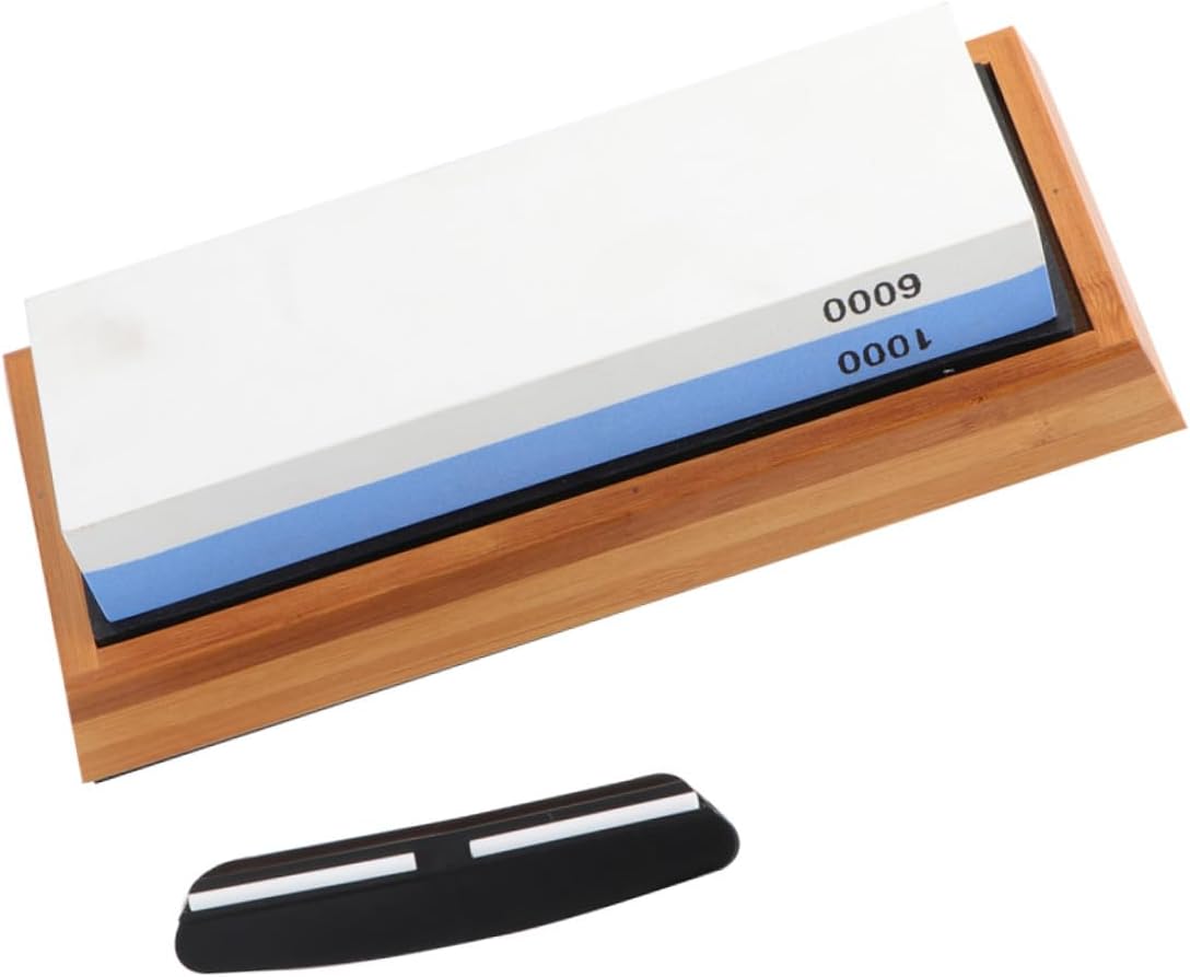 Dual Grit Kitchen Sharpening Stone with Non-slip Base and Positioning Guide Portable Whetstone for Scissors and Knives Compact Home and Outdoor Use