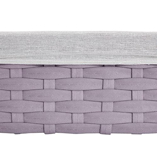 5 Piece Set Woven Nesting Storage Baskets, Decorative Wicker Bins For Organizing, Lavender (3 Sizes) #TOP5