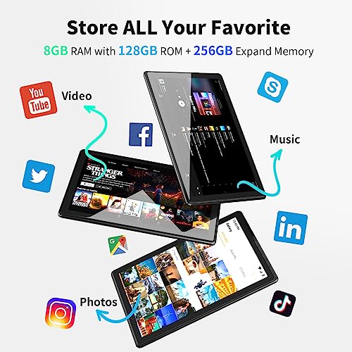 SGIN Tablet 10 Zoll 8GB RAM 128GB ROM, Android 12 Tablet 800 x 1280 IPS, 5MP + 8MP Kamera, Bluetooth 5.0, GPS, 6000mAh (TF 256 GB erweiterbar) – Bild 5