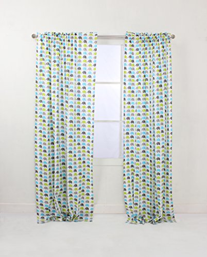 Bacati - Elephants Aqua/Lime/Grey Mini Elephants Curtain Panel