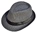 Cuban Style Men's Gangster Structured Pinstripe Short Brim Fedora Hat, Grey