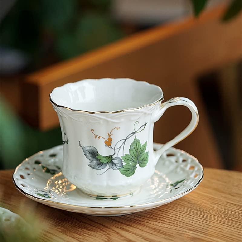 Zestaw kubków do kawy ze spodkami i łyżeczką – eleganckie filiżanki do herbaty latte i prezenty ślubne – słoik na cukier i czajniczek w zestawie – idealne do domu i na uroczystości