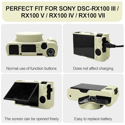 Funda para cámara Sony RX100 VII/VI/V/IV/III silicona beige miniatura 3