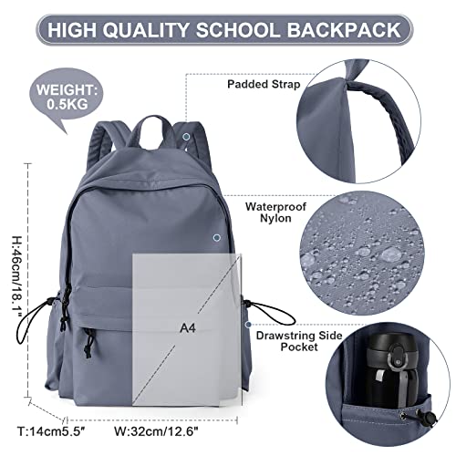 Image of School Backpack for Girls Water Resistant High School Book Bag Simple Backpack for Teens Boys Girls, Lightweight Simple Middle School Back Pack Daypack