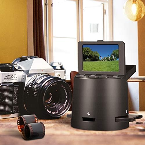 Digital Film Scanner with 22MP, Converts 35mm, 126, 110, Super 8 Films, Slides, Negatives to JPEG, Tilt-Up 3.5" LCD, Includes Cables, Film Inserts&More, MAC and PC Compatible