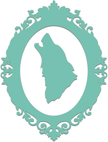 Wolf Cameo Frame Vinilo Calcomanía Cuaderno Coche Portátil 4 "x 5.5" (Menta)