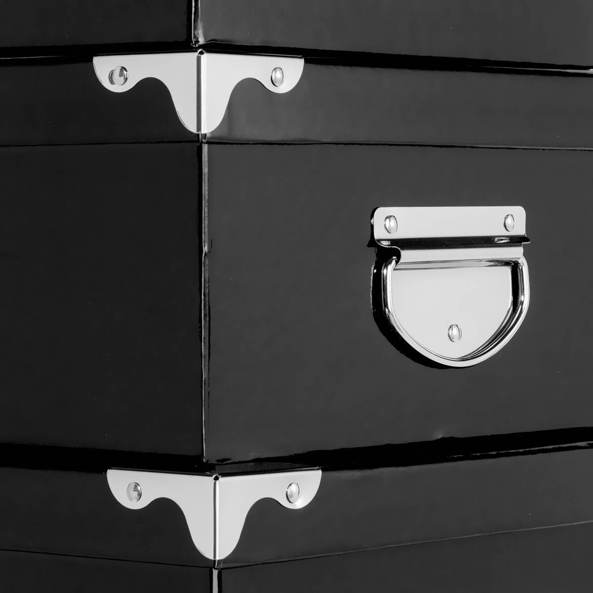 Atmosphera 160314B L - Cajas de almacenaje de cartón con tapa y asas de transporte (6 unidades), color negro 52 cm. Ancho: 36,5 x H 17 cm