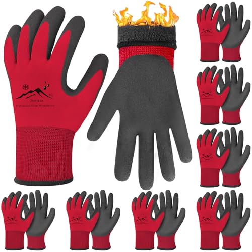 Joottuan 8 Pairs Winter Work Gloves Thermal Insulated Work Gloves Freezer Gloves Waterproof Foam Latex Coated Gloves for Men Women (Large)