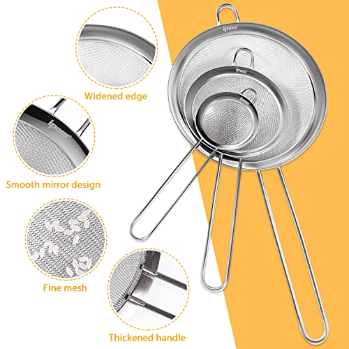 Foto von ipow Edelstahl Sieb Küchensieb Set 7/12 / 18cm, feinmaschig Kochsieb für Küche Mehl Quinoa Reis Nudeln Puderzucker und Mehr - mit Verstärktem Griff geschaffen