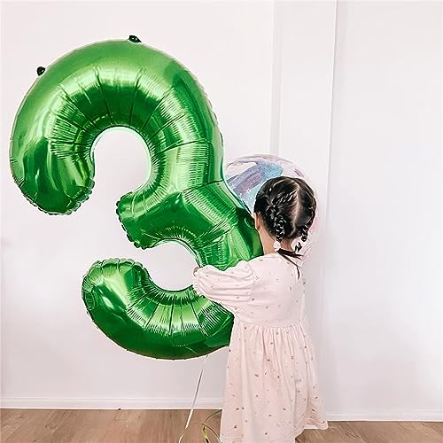 Image of 3rd Birthday Number Balloons for Kids, 40 Inch Emerald Green Foil Number, Dark Green Large Number Balloons 0-9 Set for Boys Men Birthday Party Decor Jungle Anniversary Decoration Supplies