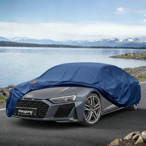 Image of Kaugung Custom Fit Car Cover for Audi R8 (2008-2024), Heavy Duty Waterproof All Weather Outdoor Protection, Breathable Full Exterior Cover with Vent, Rain Sun Snow UV Proof