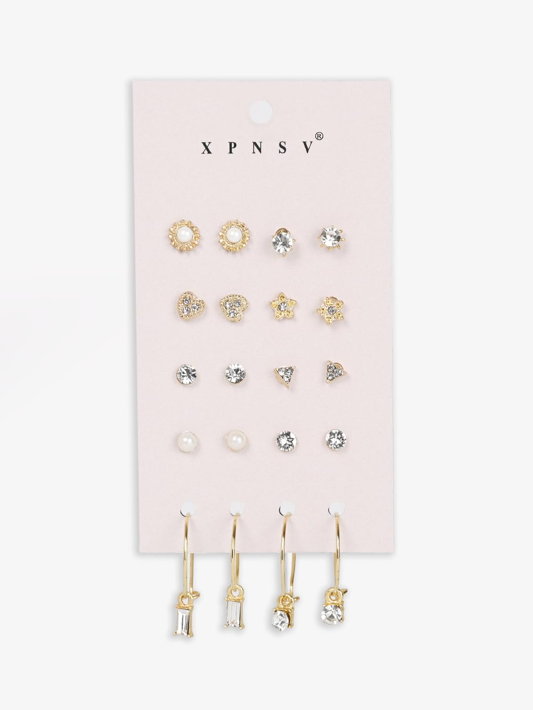STAR MOON RHINE STONE STUD PACk Set of 10