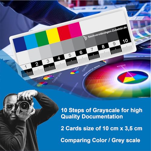 Sachverständigen-Zubehör® Graukarte für Weißabgleich als [Kunststoff Belichtungsmesser] 2er Set | Fotografie | Farbfächer | ColorChecker | Farbkarten Fotografie | Farbrad Bearbeitungsprogramm