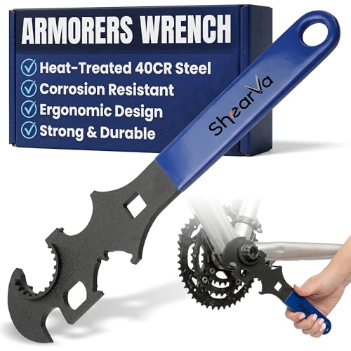 Shearva Heavy Duty Armorers Wrench - High-Carbon Steel AR Wrench with Non-Slip Grip for Equipment Maintenance, Nut Removal, Automotive Repairs and Home Use - Castle Nut Wrench for AR15 Tools