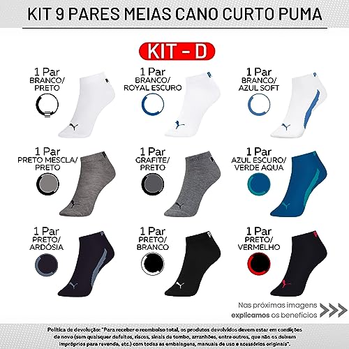 Kit 09 Pares de Meias Sapatilha Esportiva Masculina Adulto | KIT - D | 39-43