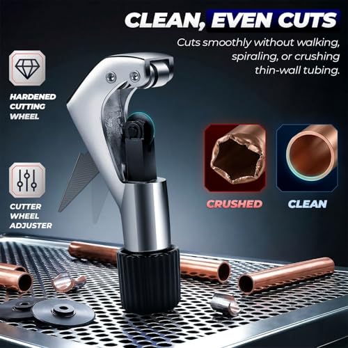 Flexzion Copper Pipe Cutter - Heavy Duty Tubing Tool 1/8"–1 1/8" with Reamer for Copper Plastic PVC Pipes Aluminum Brass Thin Stainless Steel Plumbing & DIY Home Repairs by Flexzion - Image 5