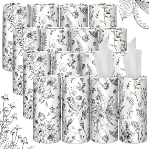 Zonon 16Pcs Vintage Floral Car Tissue Box with 50 Sheets