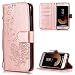 Produktbild FNBK Kompatibel mit Hülle Samsung Galaxy J3 2018 Hülle Leder Rosegold Löwenzahn Blumen Handyhülle Leder Flip Wallet Cover Tasche Stand Case Card Slot Magnetverschluß Kratzfestes Schutzhülle