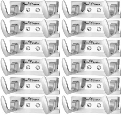 Image of Smart Shophar Heavy Duty Metal Fitting Trums Wall Hook 2 Legs Silver, / Modern Design Hook Hanger for Hanging Keys, Cup, Coat, Hat, Kitchens Towel in Bathroom and Office