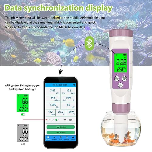 Tester di qualità dell'acqua 7 in 1 per pH, TDS, CE, ORP, salinità, gravità specifica e temperatura, penna ad alta precisione per acqua potabile, acquari e piscine