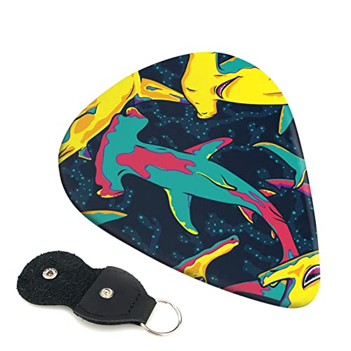 ギターピック 6枚セット 0.46mm 0.71mm 0.96mm エレキギター ベース用ピック ウクレレ ギター ABS素材 エレクトリック アコースティック 弦楽器 初心者 トライアングル ピック( ハンマーヘッドシャーク )