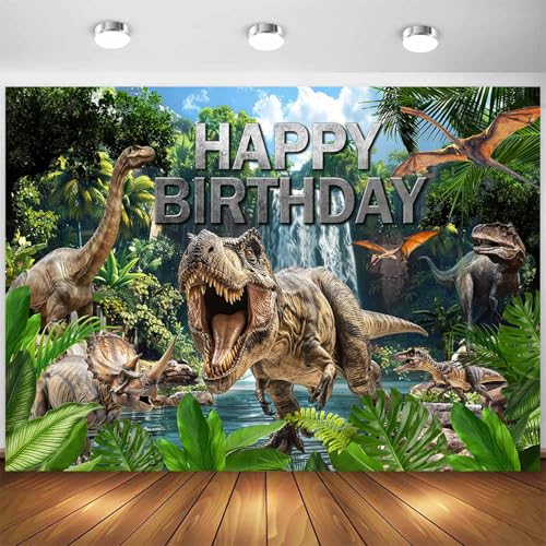 Fondo de cumpleaños dinosaurio 82.7x59.1 pulgadas miniatura 1