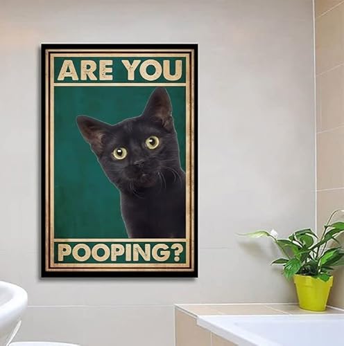 HOUVSSEN Poster con scritta in lingua inglese "Are You Pooping", poster per il bagno del gatto, tovagliolo da parete per gatti, regalo per amanti dei gatti, arte da parete, 15x20 cm