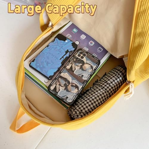 Novelty Duck Backpack, Large Capacity Cute Corduroy Aesthetic Goose Backpack for Women (White)4