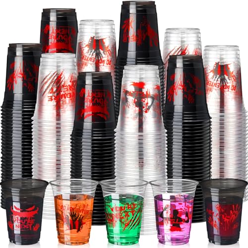 Sliner 120 Pack Blood Print Plastic Cups - 16 oz Bloody Hand Prin...