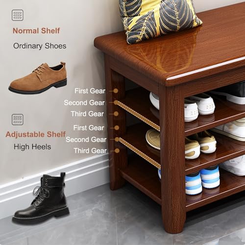 Étagère à chaussures blanche à 3 niveaux avec banc d'entrée bois