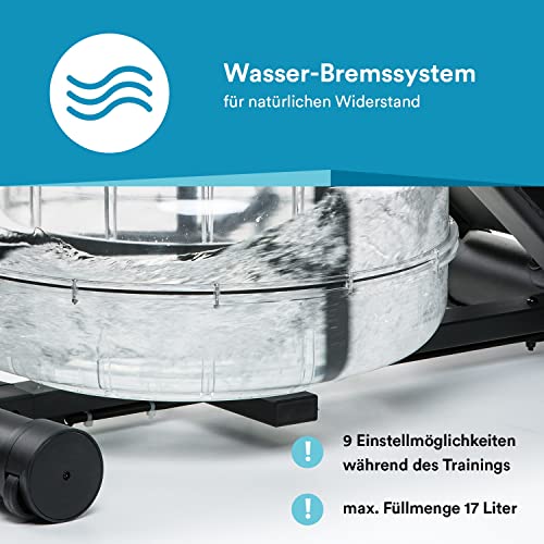 Skandika Wasserrudergerät Nemo III | Wasser Rudergerät für Zuhause mit Wasserwiderstand, Kinomap App kompatibel… – Bild 3