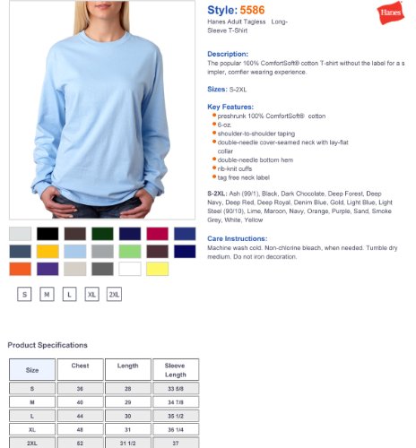 Image of Hanes Mens 6.1 oz. Tagless ComfortSoft Long-Sleeve T-Shirt (5586)